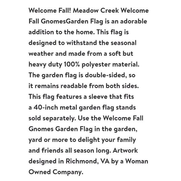 4/$20 Meadow Creek Embroidered Yard Flag Welcome Gnome Embroidery 12x18" New - Picture 8 of 9